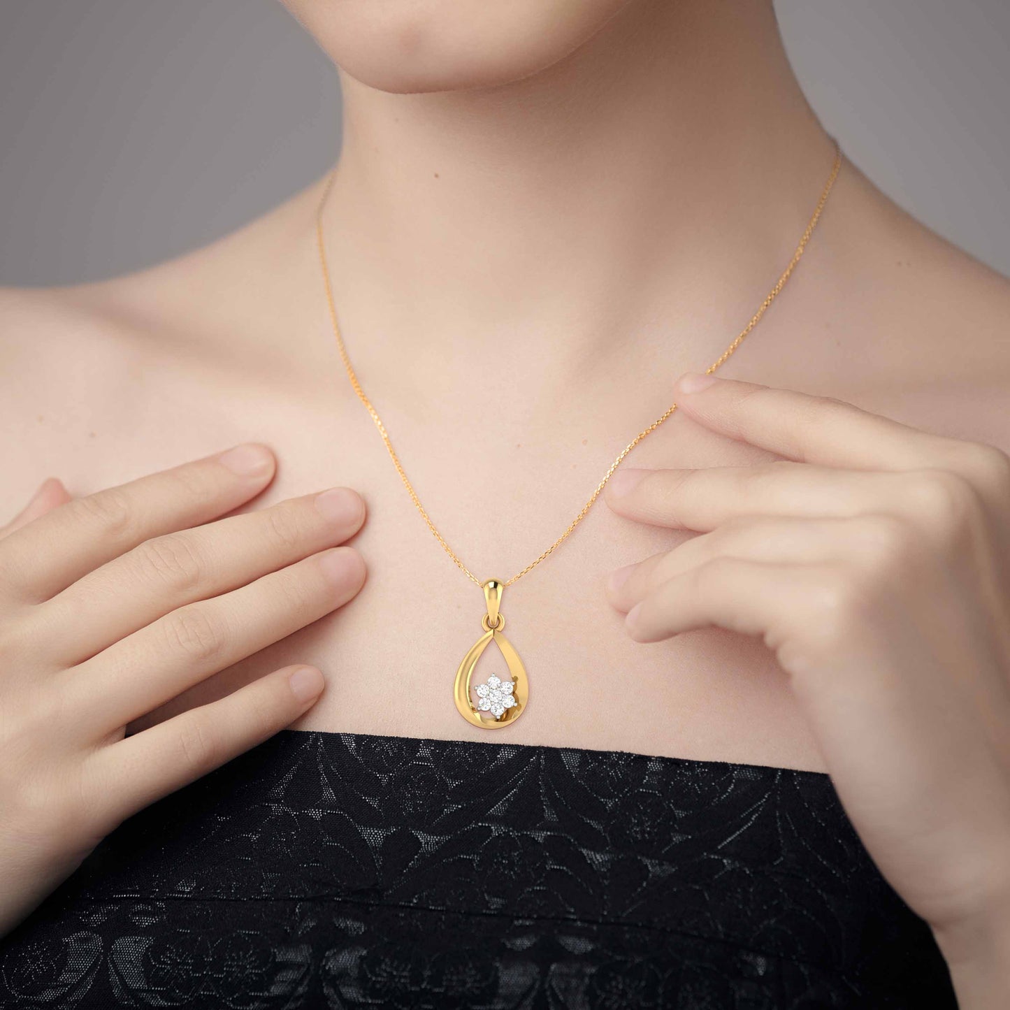 Teardrop Blossom Swirl Pendant
