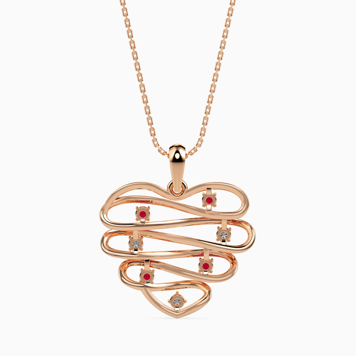 Wired Heart Ruby Pendant