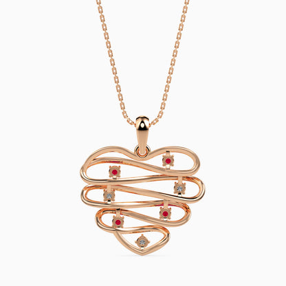 Wired Heart Ruby Pendant