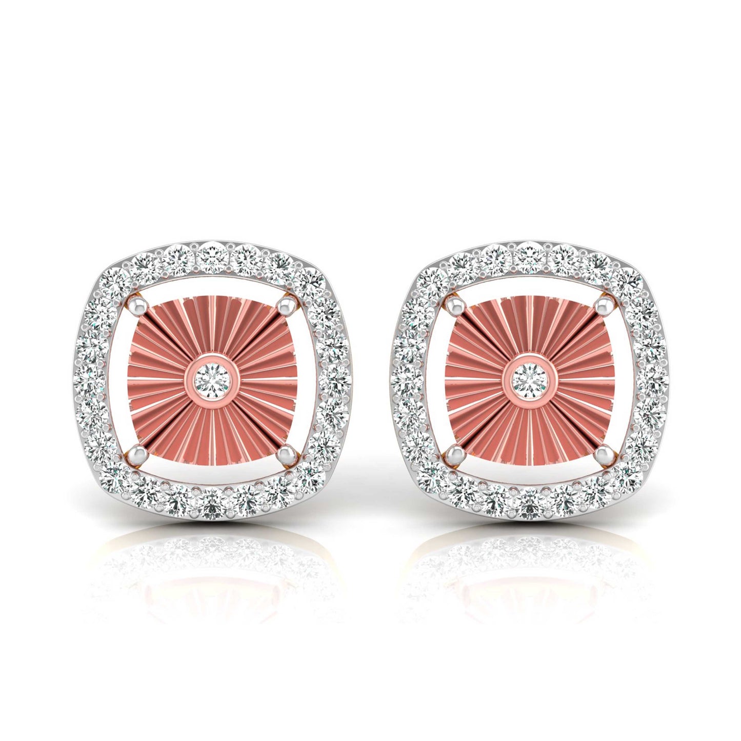 Fluted Cushion Halo Studs