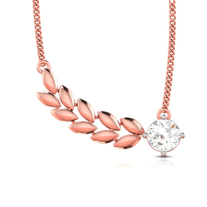 Wheat Leaf Solitaire Necklace