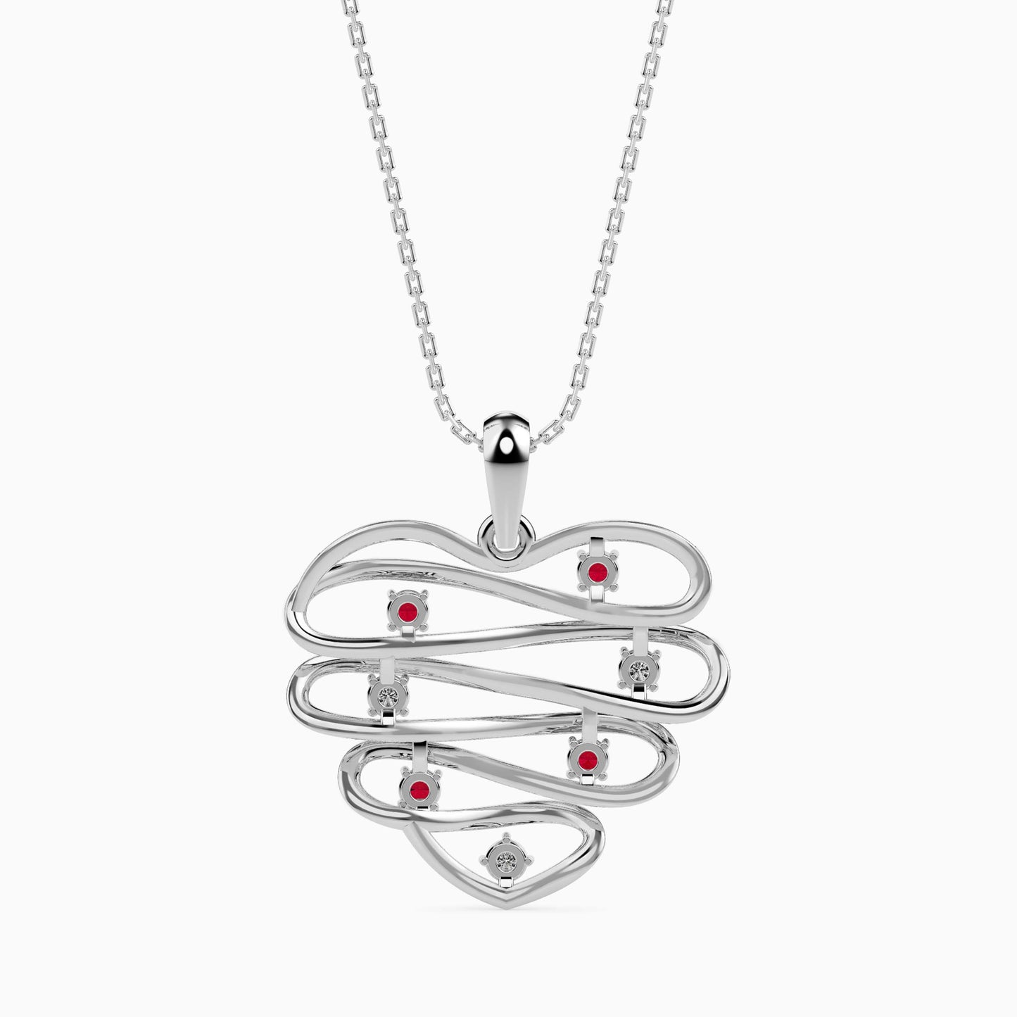 Wired Heart Ruby Pendant
