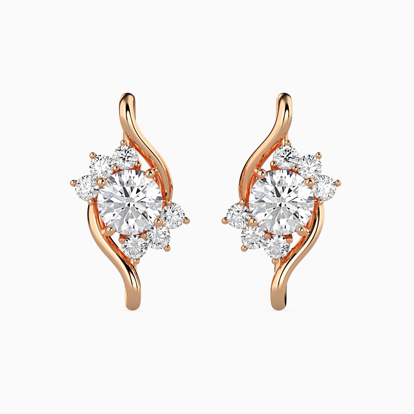 Floral Swirl Solitaire Earrings