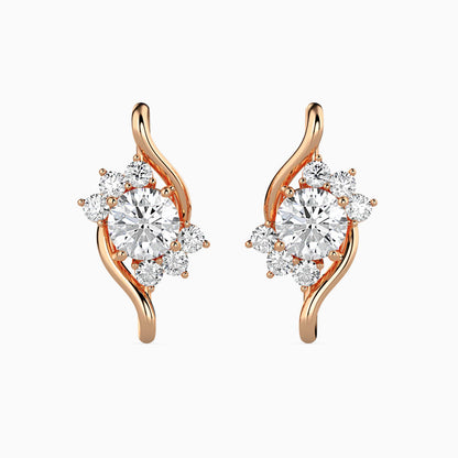 Floral Swirl Solitaire Earrings