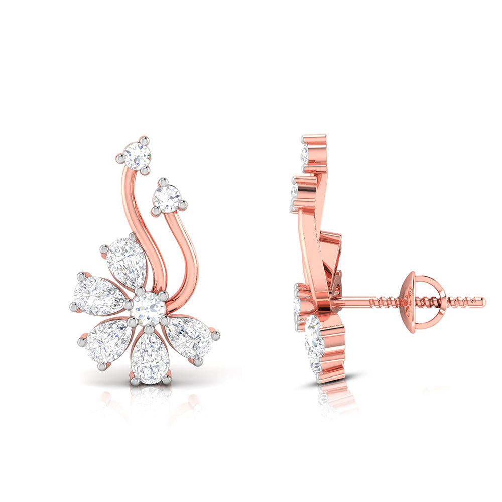 Floral Spray Diamond Earrings