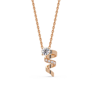 Spiralling Ribbon Solitaire Chain Pendant