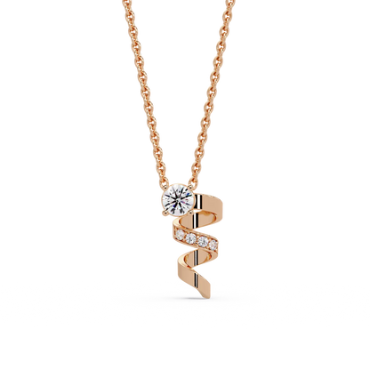 Spiralling Ribbon Solitaire Chain Pendant - Origine Diamonds lab-grown diamond jewellery