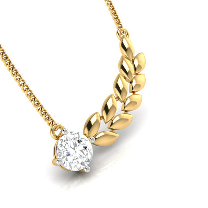 Wheat Leaf Solitaire Necklace
