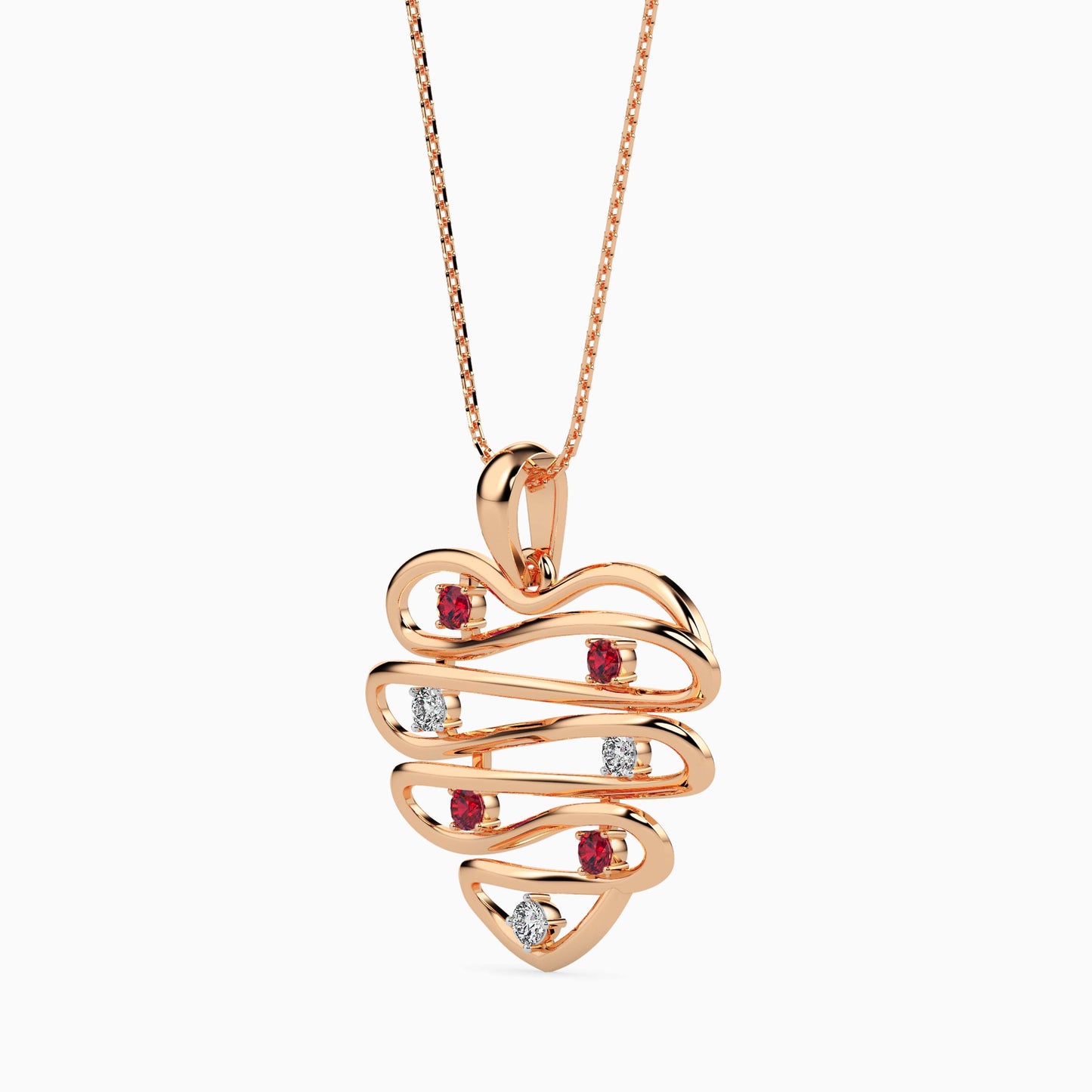 Wired Heart Ruby Pendant