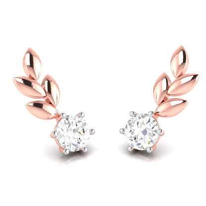 Olive Leaf Solitaire Earrings