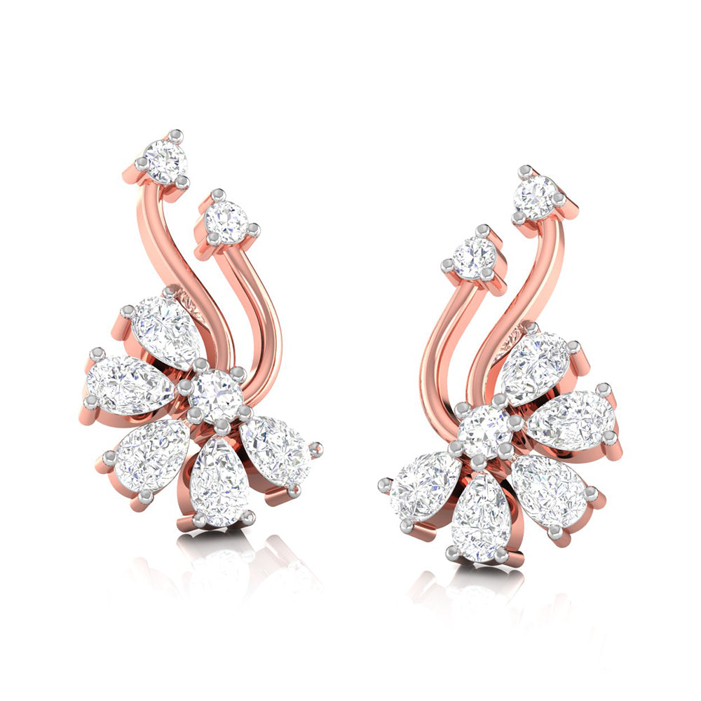 Floral Spray Diamond Earrings