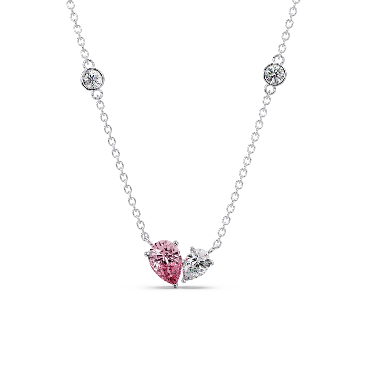 Pink Pear Duet Chain Pendant - Origine Diamonds lab-grown diamond jewellery