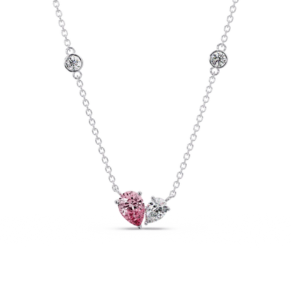 Pink Pear Duet Chain Pendant - Origine Diamonds lab-grown diamond jewellery