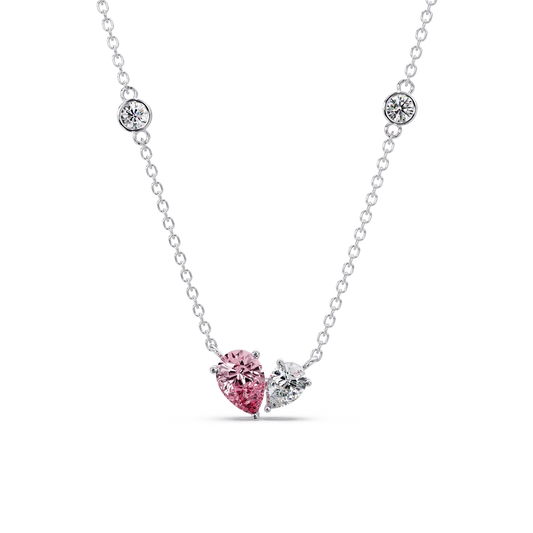 Pink Pear Duet Chain Pendant - Origine Diamonds lab-grown diamond jewellery