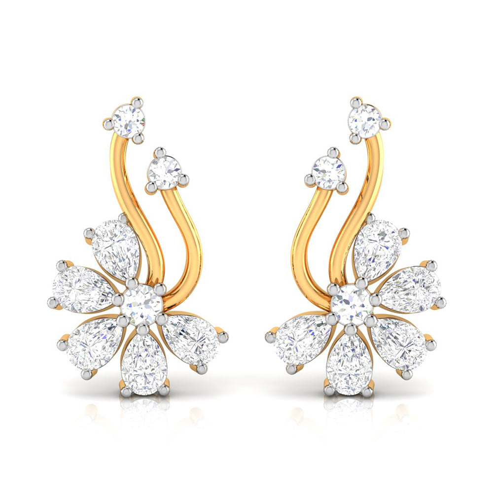 Floral Spray Diamond Earrings