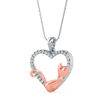 Kitten Heart Diamond Pendant
