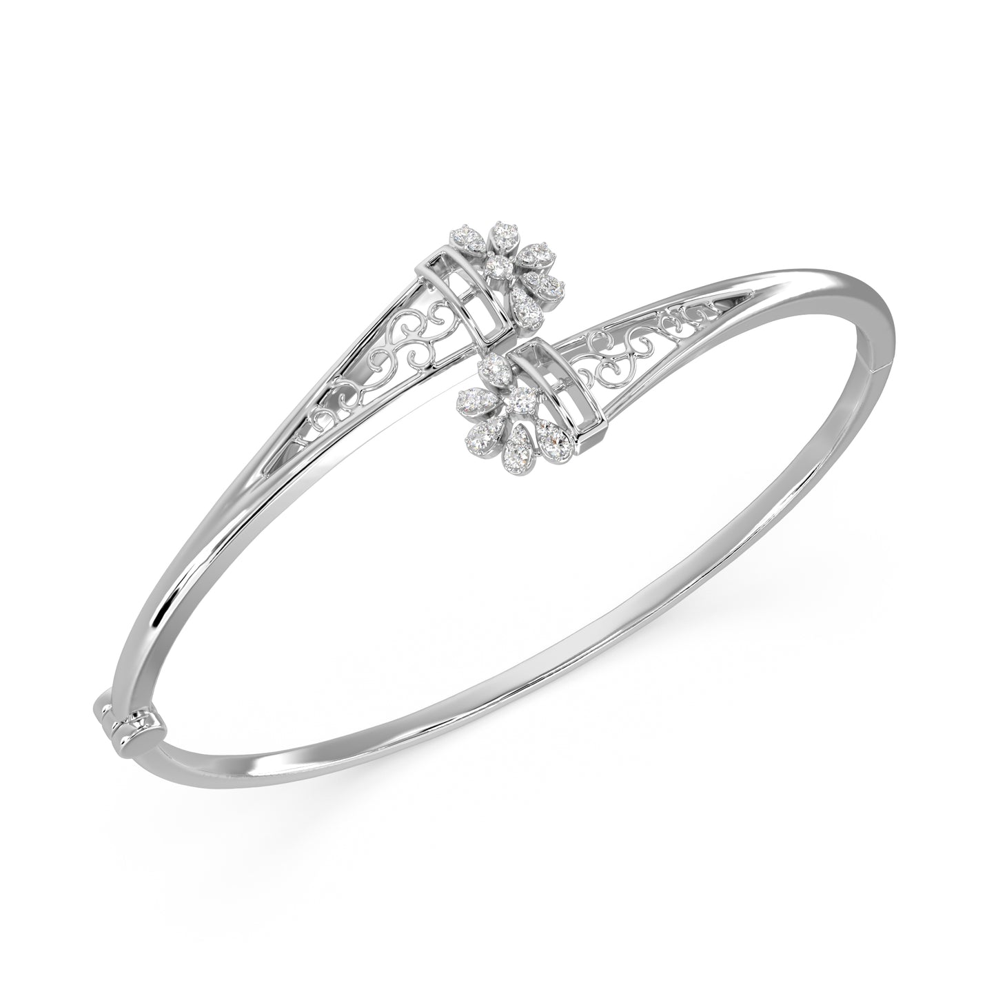 Filigree Bypass Diamond Bangle