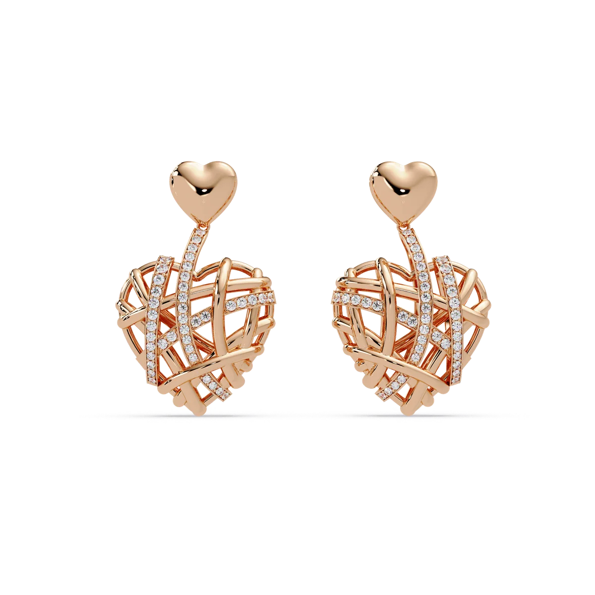 Woven Heart Cascade Earrings - Origine Diamonds lab-grown diamond jewellery