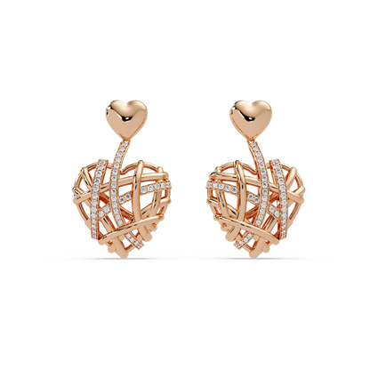 Woven Heart Cascade Earrings - Origine Diamonds lab-grown diamond jewellery