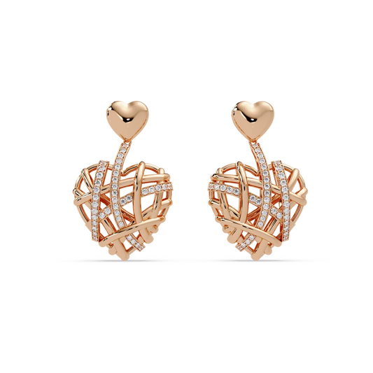 Woven Heart Cascade Earrings - Origine Diamonds lab-grown diamond jewellery