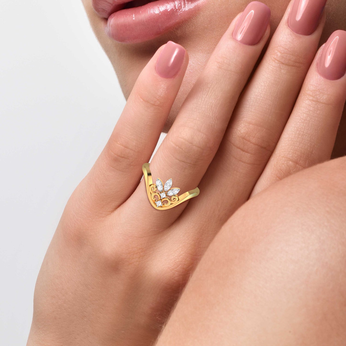 Chevron Leaf Cluster Ring - Origine Diamonds lab-grown diamond jewellery