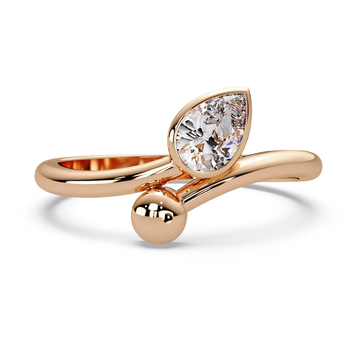 Bezelled Pear Solitaire Ring - Origine Diamonds lab-grown diamond jewellery