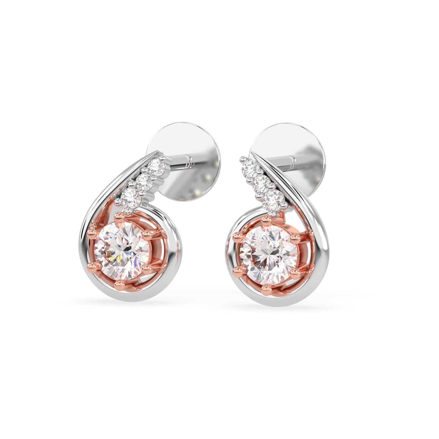 Swirl Solitaire Stud Earrings