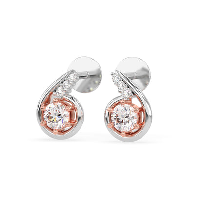 Swirl Solitaire Stud Earrings