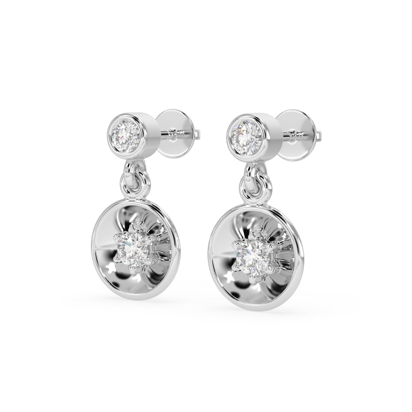 Bezel Disc Drop Earrings