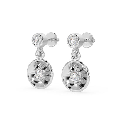 Bezel Disc Drop Earrings