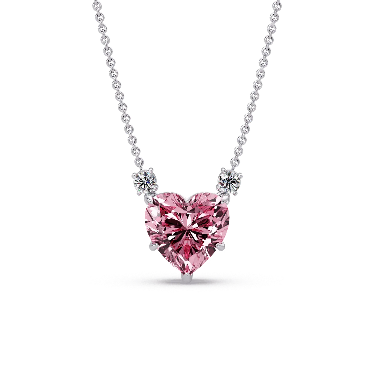 Pink Heart Halo Chain Pendant - Origine Diamonds lab-grown diamond jewellery