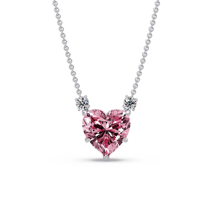 Pink Heart Halo Chain Pendant - Origine Diamonds lab-grown diamond jewellery