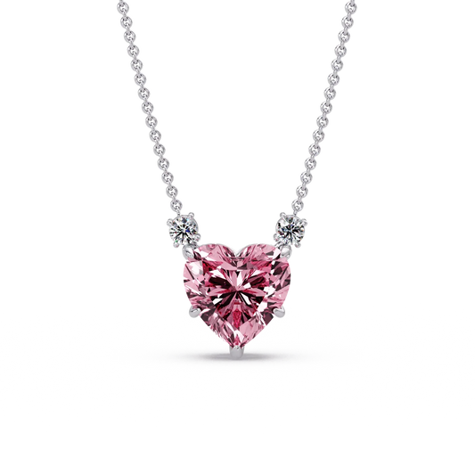 Pink Heart Halo Chain Pendant - Origine Diamonds lab-grown diamond jewellery