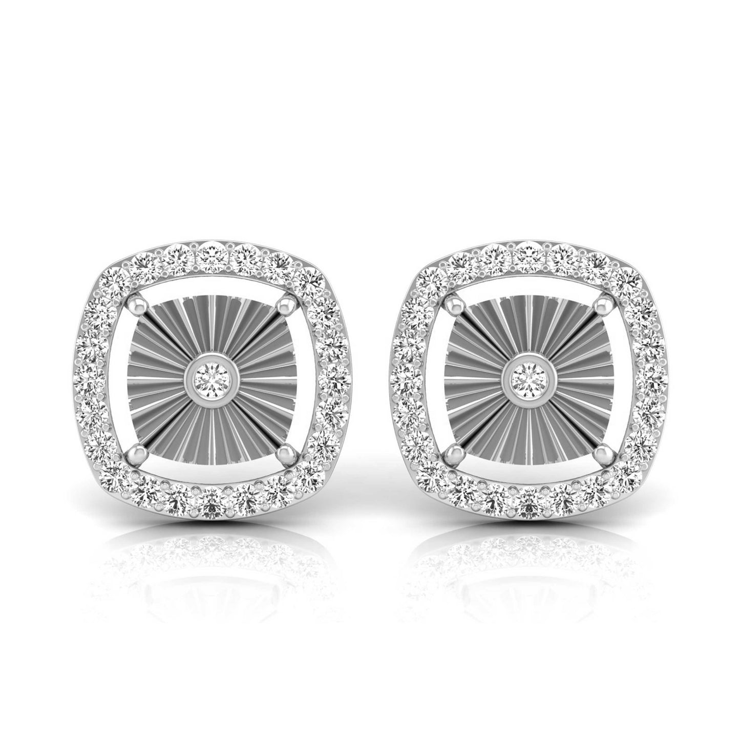 Fluted Cushion Halo Studs