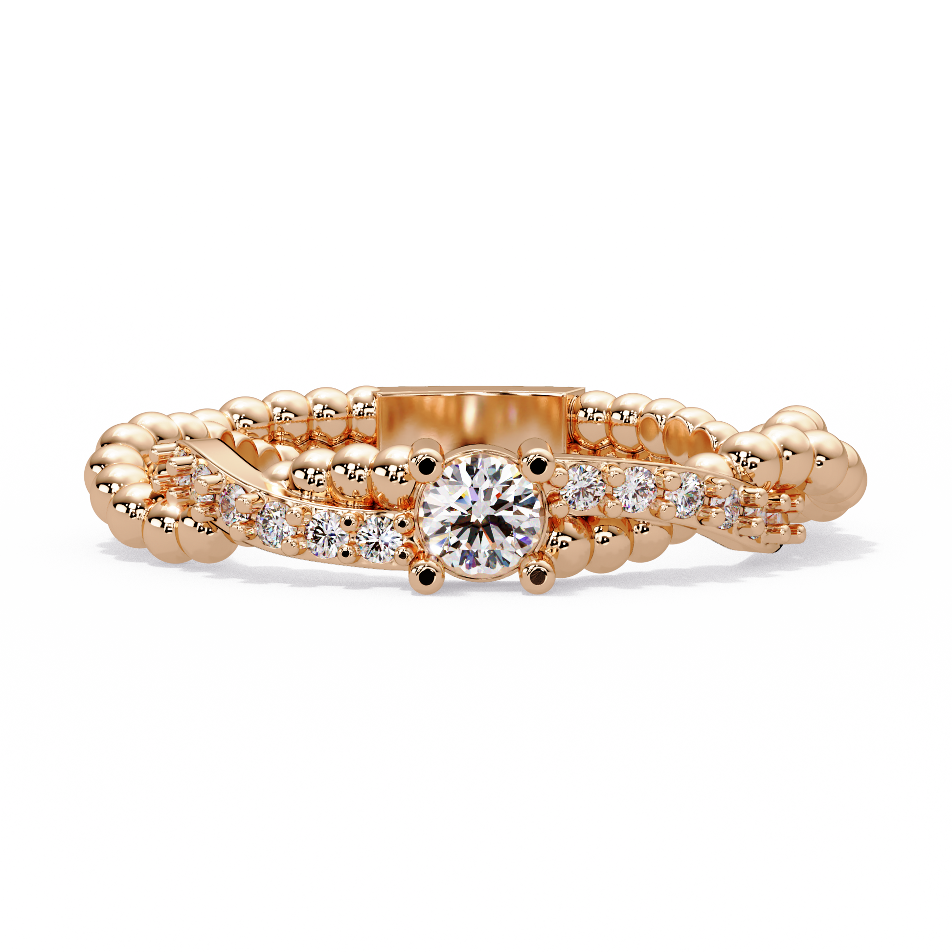 Beaded Accent Solitaire Ring - Origine Diamonds lab-grown diamond jewellery