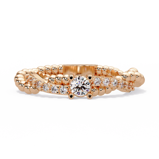 Beaded Accent Solitaire Ring - Origine Diamonds lab-grown diamond jewellery