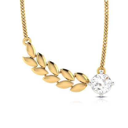 Wheat Leaf Solitaire Necklace
