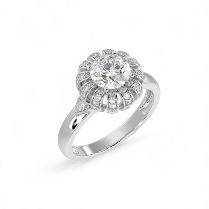 Sunburst Halo Diamond Ring