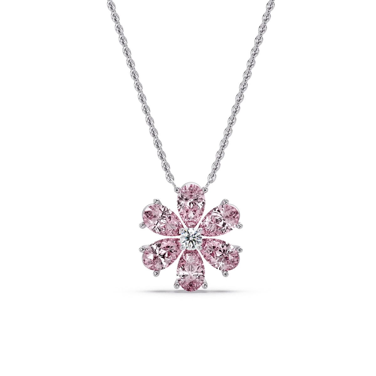 Pink Petal Flower Chain Pendant - Origine Diamonds lab-grown diamond jewellery