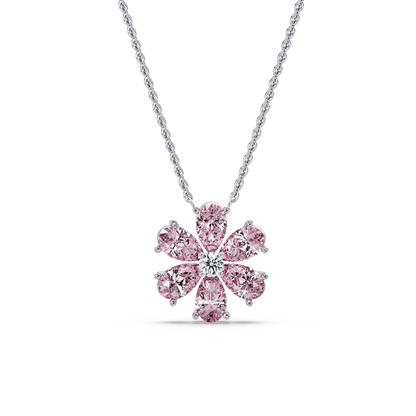 Pink Petal Flower Chain Pendant - Origine Diamonds lab-grown diamond jewellery