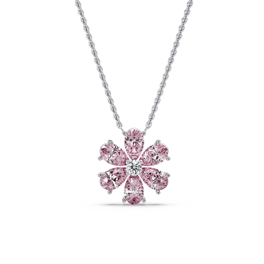 Pink Petal Flower Chain Pendant - Origine Diamonds lab-grown diamond jewellery