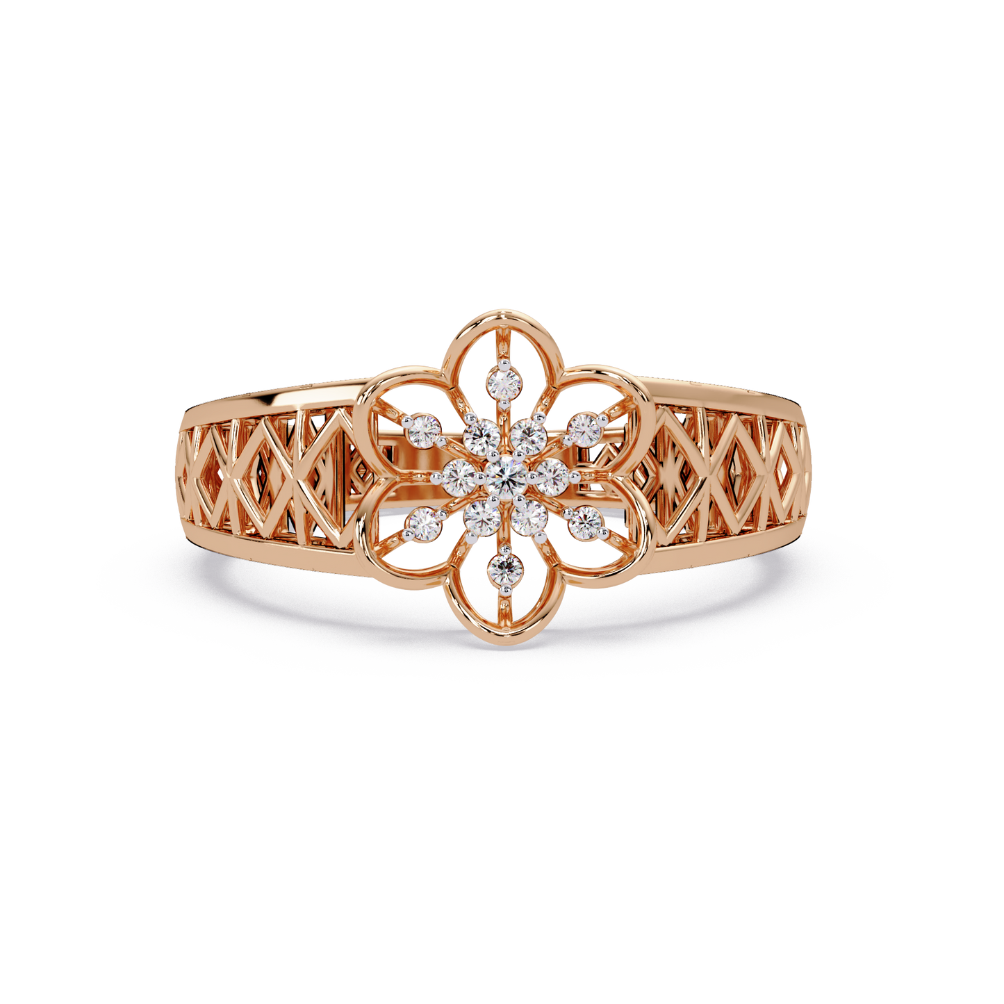 Lattice Blossom Dome Ring - Origine Diamonds lab-grown diamond jewellery