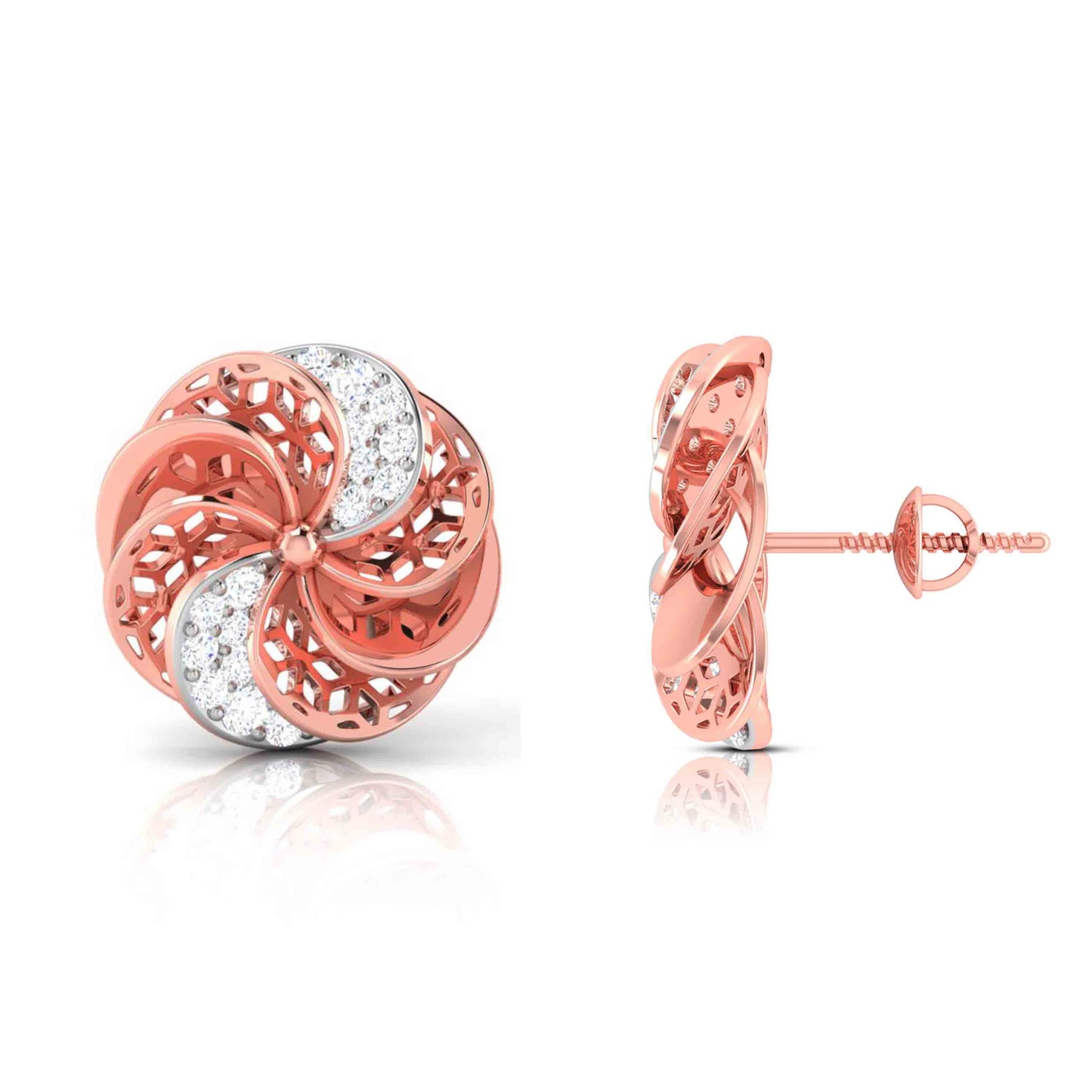 Rose Pinwheel Diamond Studs - Origine Diamonds lab-grown diamond jewellery