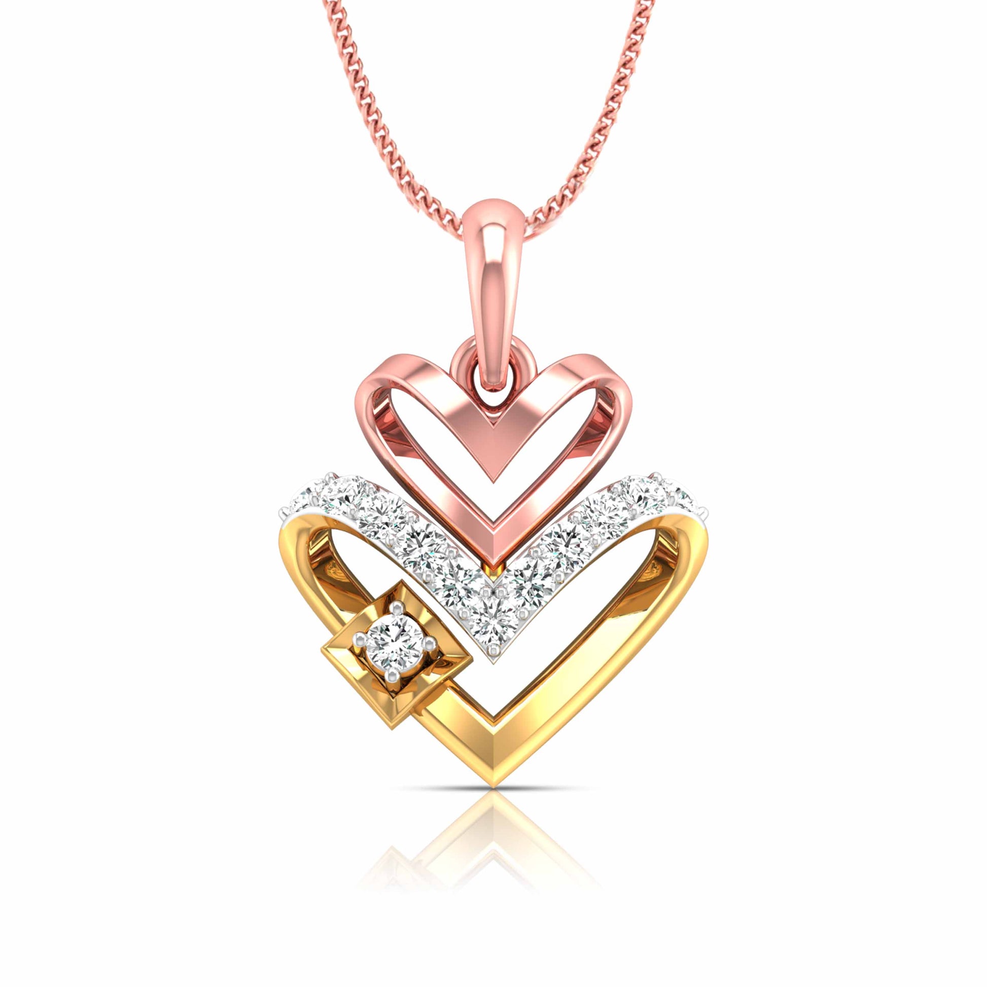 Twin Heart Two-Tone Pendant - Origine Diamonds lab-grown diamond jewellery