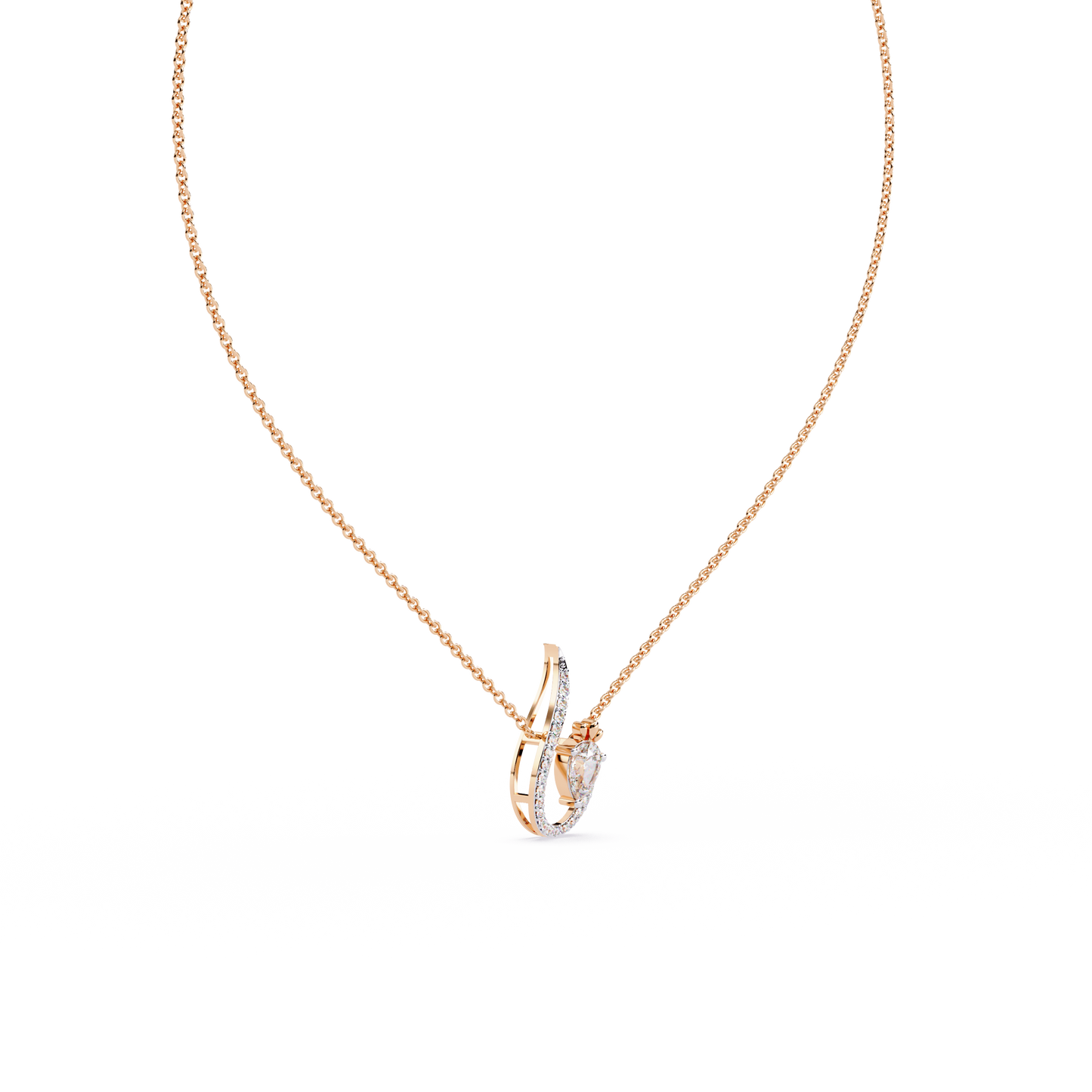 Swirl Charm Diamond Necklace