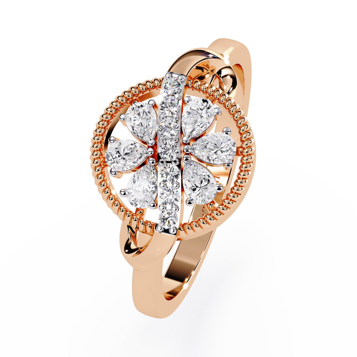 Roped Halo Blossom Ring