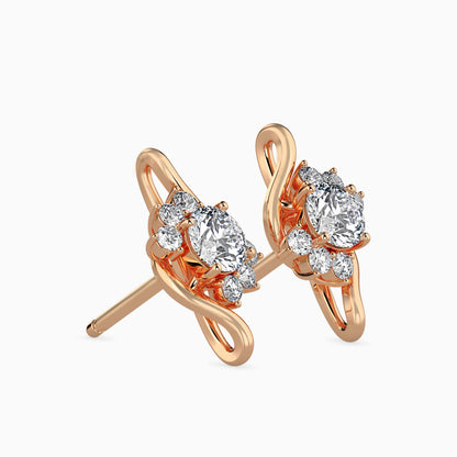 Floral Swirl Solitaire Earrings