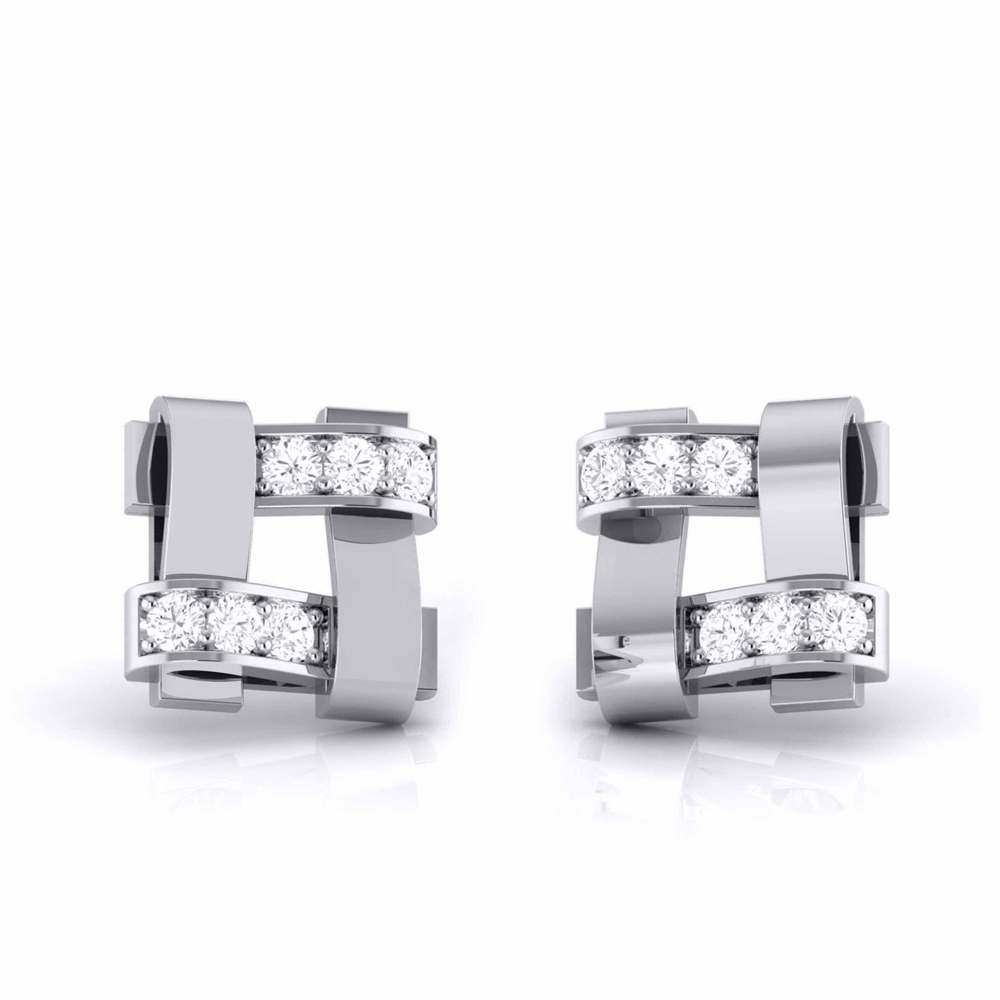 Geometric Link Diamond Earrings