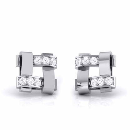 Geometric Link Diamond Earrings