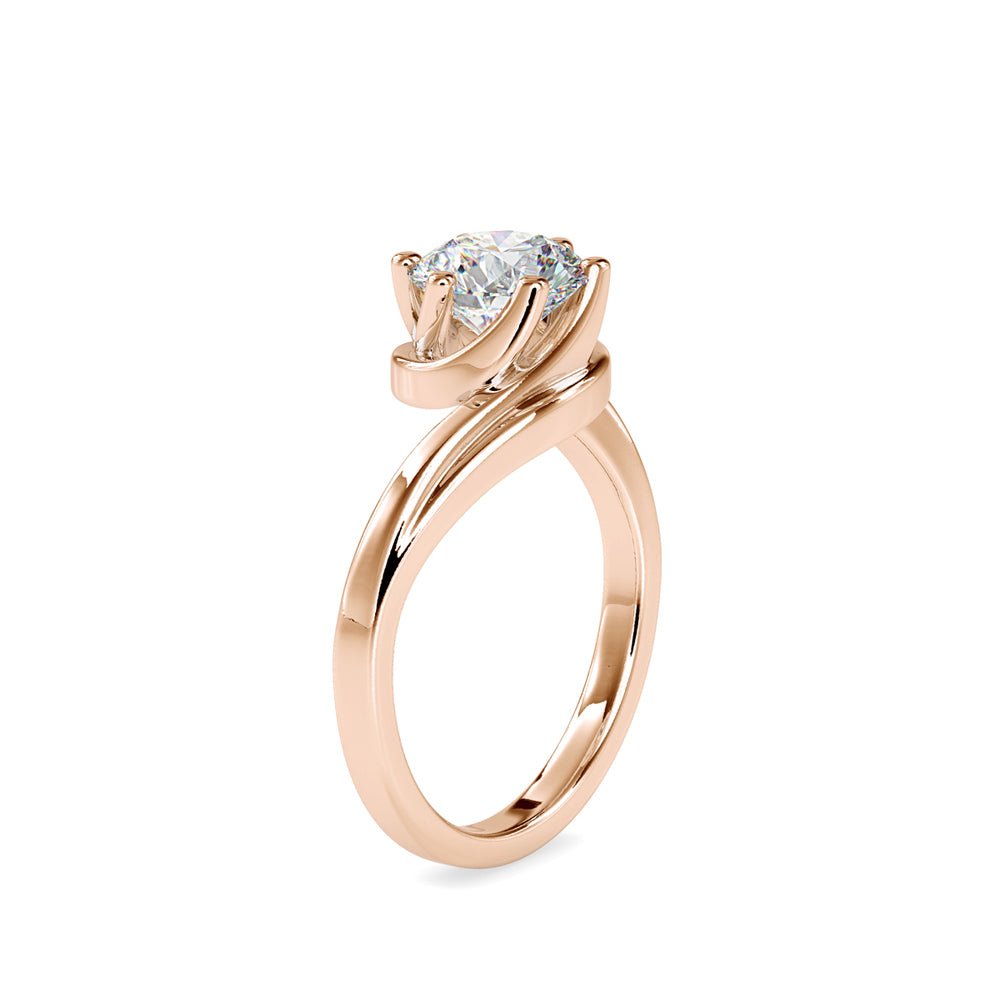 Twisted Leaf Solitaire Ring
